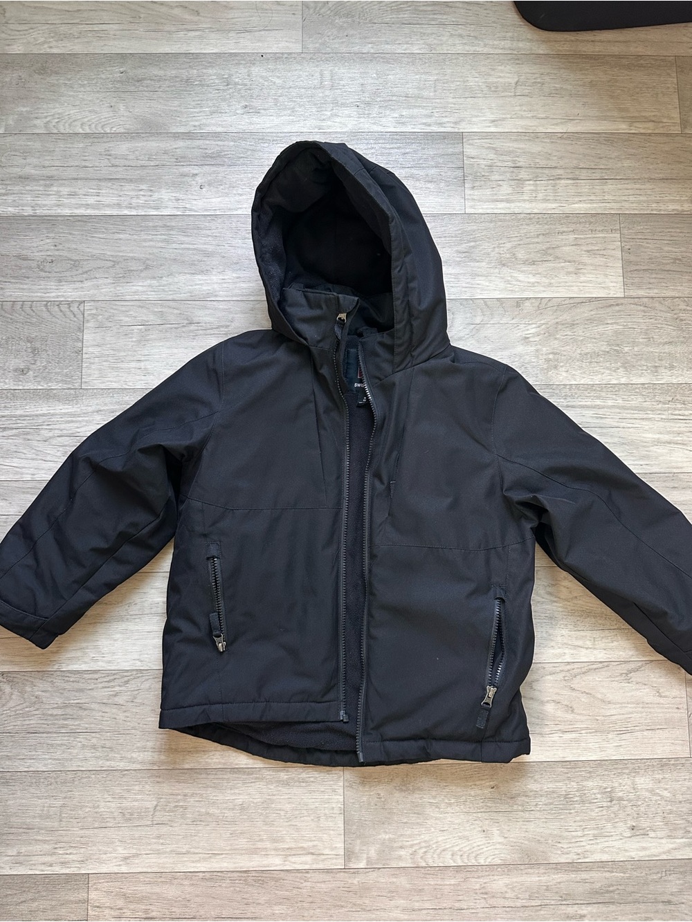 Swiss Tech Kids Black Hooded Puffer Jacket